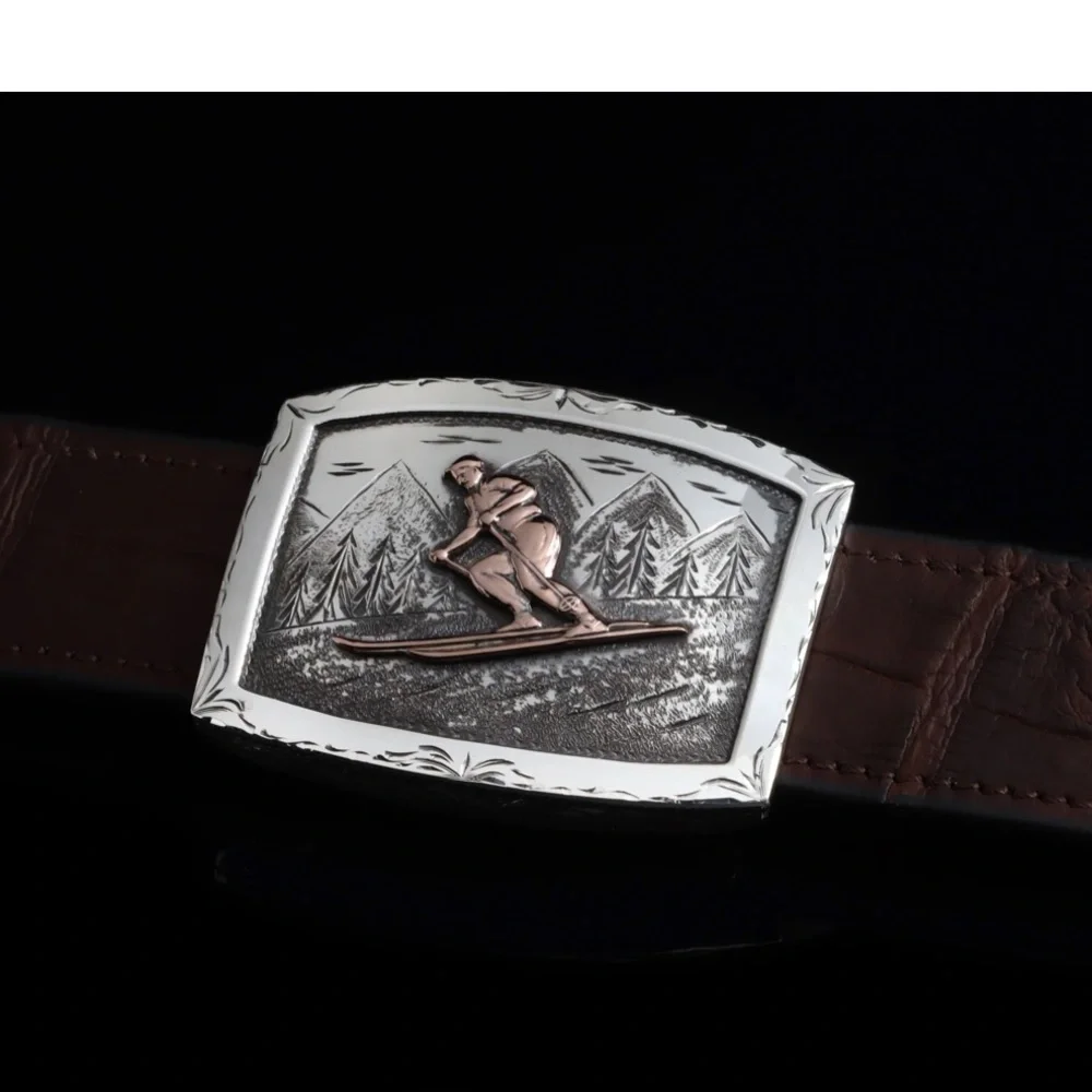 Comstock Heritage Preston B Skier SS Buckle Black Bison Belt Size 42